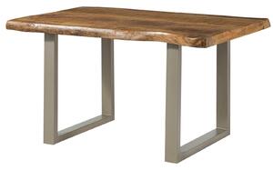 Stôl z manga 140x90x77 prírodný lakovaný / U-nohy strieborné matné METALL 5