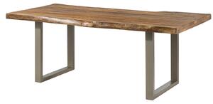 Stôl z manga 180x90x77 prírodný lakovaný / U-nohy strieborný matný METALL 5