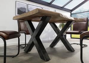 Stôl mango 140x90x77 béžový lakovaný / X-nohy antracit lesklý METALL 5
