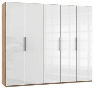 SKRIŇA S OTOČNÝMI DVERAMI, farba duba, biela s vysokým leskom, 250/216/58 cm MID.YOU - Skrine, Online Only