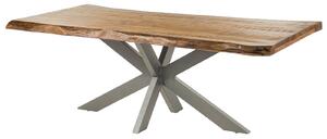 Stôl z manga 180x90x77 prírodný lakovaný / krížový rám strieborný matný METALL 5