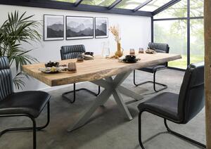 Stôl mango 180x90x77 béžový lakovaný / krížový rám strieborný matný METALL 5