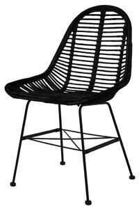 Jedálenské stoličky 6 ks, čierne, prírodný ratan