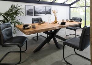 Jedálenský stôl mango 180x90x77 prírodný lakovaný / krížový rám antracit matný METALL 5