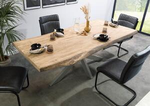 Stôl mango 200x100x77 béžový lakovaný / krížový rám strieborný matný METALL 5