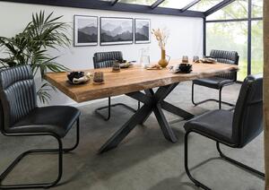 Jedálenský stôl mango 180x90x77 prírodný lakovaný / krížový rám antracit lesklý METALL 5