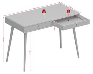 Tvilum Sivý písací stôl s 2 zásuvkami PRIMO 077