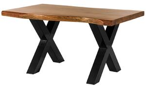 Jedálenský stôl Akácia 140x90x77 Akácia prírodný lak / X-nohy antracit lesklý METALL 5