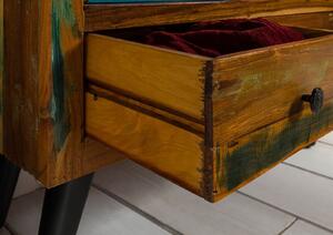 Regál z dreveného šrotu 90x35x180 viacfarebný lakovaný SIXTIES #107