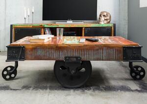 INDUSTRY Konferenčný stolík s kolieskami 120x60 cm, staré drevo