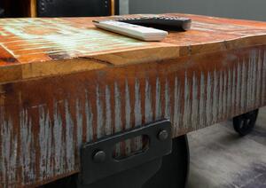 INDUSTRY Konferenčný stolík s kolieskami 120x60 cm, staré drevo