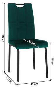 Jedálenská stolička, smaragdová/kov, JONKA