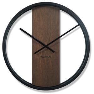 Dekorstudio Kovové hodiny s dubovým drevom LOFT OVAL hnedé