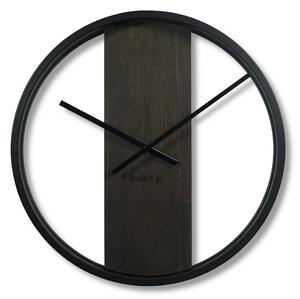 Dekorstudio Kovové hodiny s dubovým drevom LOFT OVAL wenge