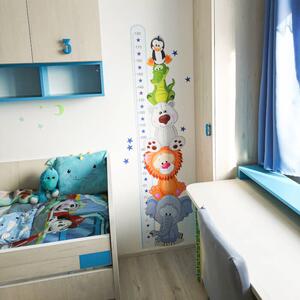 INSPIO-textilná prelepiteľná nálepka - Modrý meter so zvieratkami do detskej izby