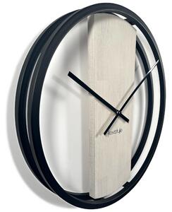 Dekorstudio Kovové hodiny s dubovým drevom LOFT OVAL dub bielený