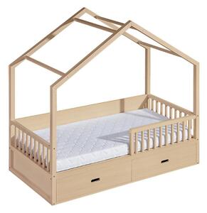 Detská drevená posteľ s úložným priestorom domček 200x90 Wiktor - borovica