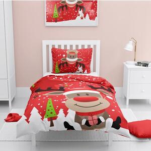 Vianočné bavlnené posteľné obliečky Sob Rudolf - 100% bavlna Renforcé - 70 x 90 cm + 140 x 200 cm