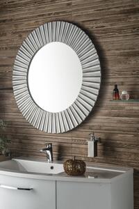Sapho PRIDE okrúhle zrkadlo v drevenom ráme ø 90cm, strieborná
