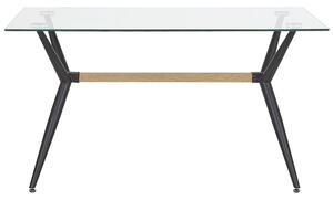 Jedálenský stôl transparentné sklo čierny, moderný dizajn