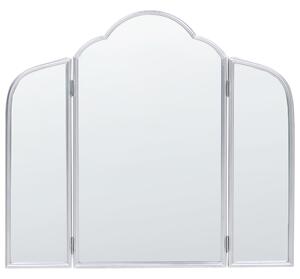 Stolové trojité zrkadlo strieborné kovové 87 x 77 cm dve bočné krídla skladacie make-up