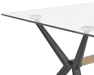 Jedálenský stôl transparentné sklo čierny, moderný dizajn