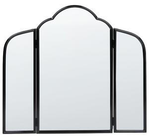 Stolové trojité zrkadlo čierne kovové 87 x 77 cm dve bočné krídla skladacie make-up