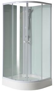 Aqualine AIGO štvrťkruhový sprchový box 900x900x2040 mm, biely profil, číre sklo