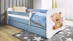 Kocot kids Detská posteľ Babydreams medvedík s kvietkami modrá