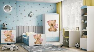 Kocot kids Detská posteľ Babydreams medvedík s kvietkami modrá