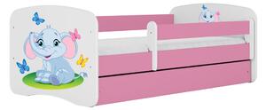 Kocot kids Detská posteľ Babydreams slon s motýlikmi ružová