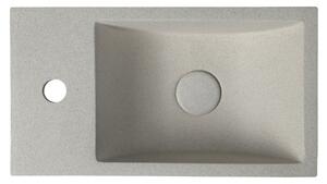 Sapho CREST L betónové umývadlo, nástenné, vrátane výpuste, 40x22 cm, biely pieskovec