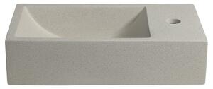 Sapho CREST R betónové umývadlo, nástenné, vrátane výpuste, 40x22 cm, biely pieskovec