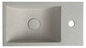 Sapho CREST R betónové umývadlo, nástenné, vrátane výpuste, 40x22 cm, biely pieskovec