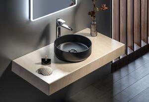 Sapho, INFINITY ROUND keramické umývadlo na dosku, priemer 36x12 cm, čierna mat, 10NF65036B