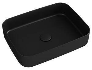 Isvea INFINITY RECTANGLE keramické umývadlo na dosku, 50x36cm, čierna mat
