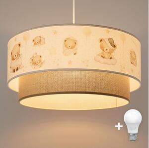 Brilagi- LED Detský luster na lanku BOBO 1xE27/60W/230V pr. 40 cm biela/béžová/medvedík