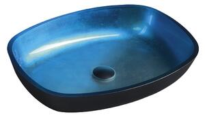 Sapho KVAORE sklenené umývadlo 54x11x39,5 cm, modrá