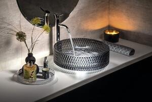 Sapho MARAGUA sklenené gravírované umývadlo na dosku Ø 39,5 cm, čierna