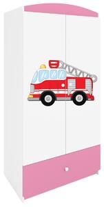 Kocot kids Detská skriňa Babydreams 90 cm hasičské auto ružová