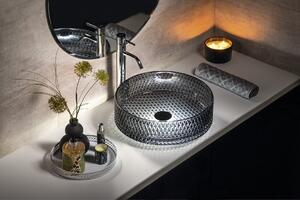 Sapho MARAGUA sklenené gravírované umývadlo na dosku Ø 39,5 cm, čierna