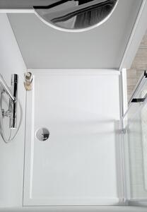 Polysan, RENA L sprchová vanička z liateho mramoru, štvrťkruh 90x80x4cm, R550, ľavá, biel, 72890