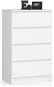 Ak furniture Komoda Kuba 60 cm - 4 zásuvky biela