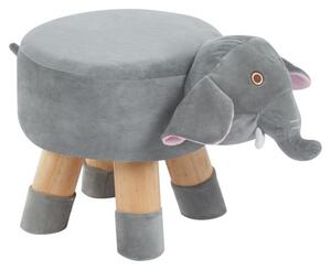 Dekorstudio Detská taburetka SLONÍK - čalúnená taburetka s drevenými nohami, výška 30 cm