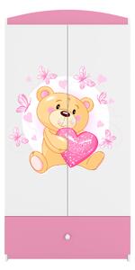 Kocot kids Detská skriňa Babydreams 90 cm medvedík s motýlikmi ružová