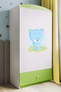 Kocot kids Detská skriňa Babydreams 90 cm medvedík zelená