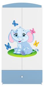 Kocot kids Detská skriňa Babydreams 90 cm slon s motýlikmi modrá