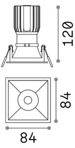 Ideal lux 192383 GAME SQUARE zápustné svietidlo 84x84mm LED 11W 950/660lm 3000K čierna, UGR<19