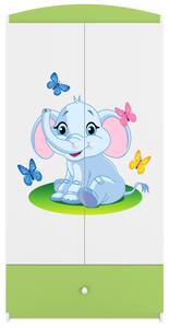 Kocot kids Detská skriňa Babydreams 90 cm slon s motýlikmi zelená