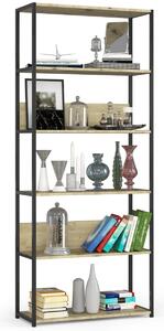 Ak furniture Knižnica Rita s kovovým rámom 80 cm - čierna/dub artisan - 6 políc